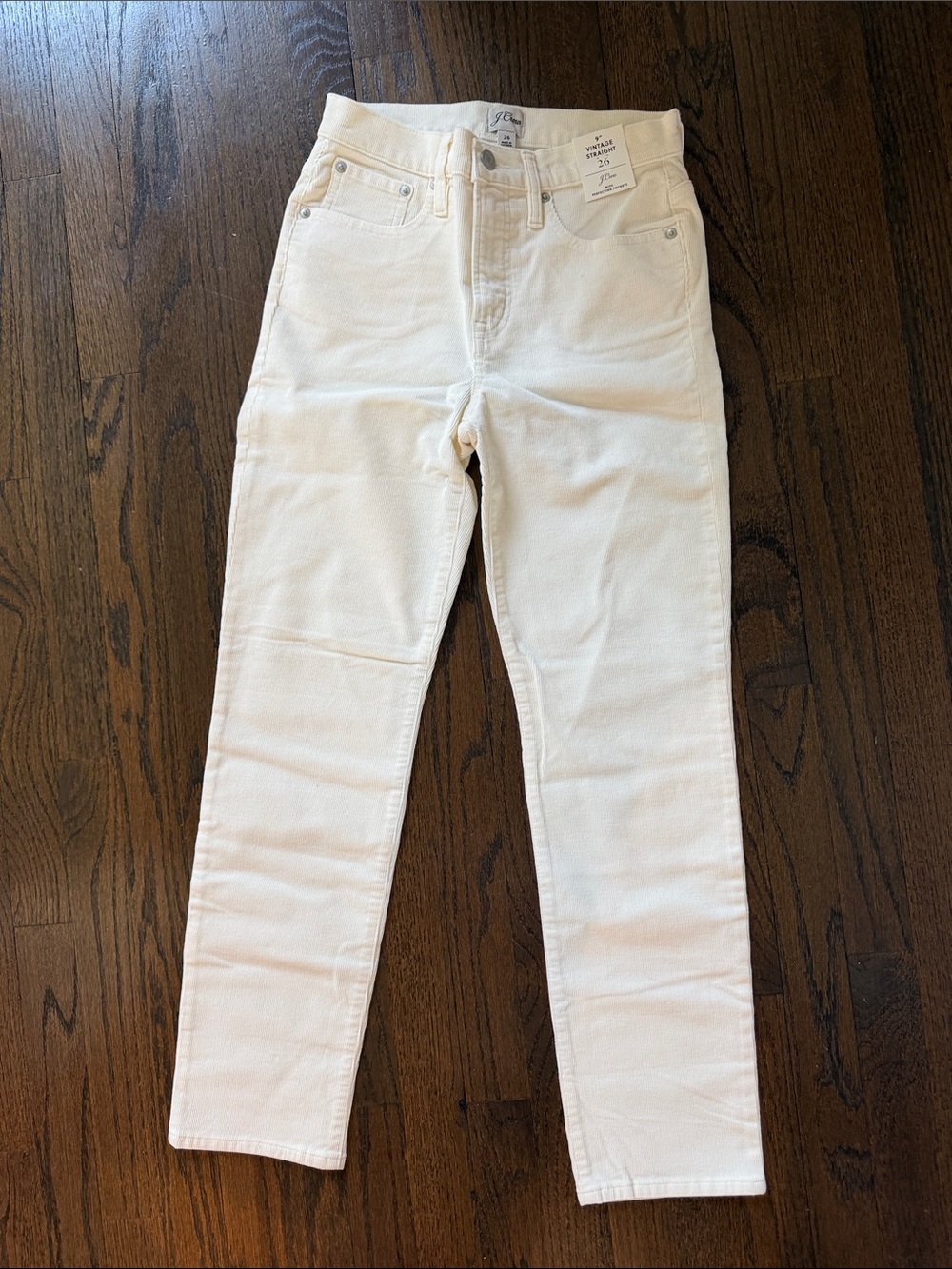 NWT J crew off White 9” vintage straight corduroy pant size 26